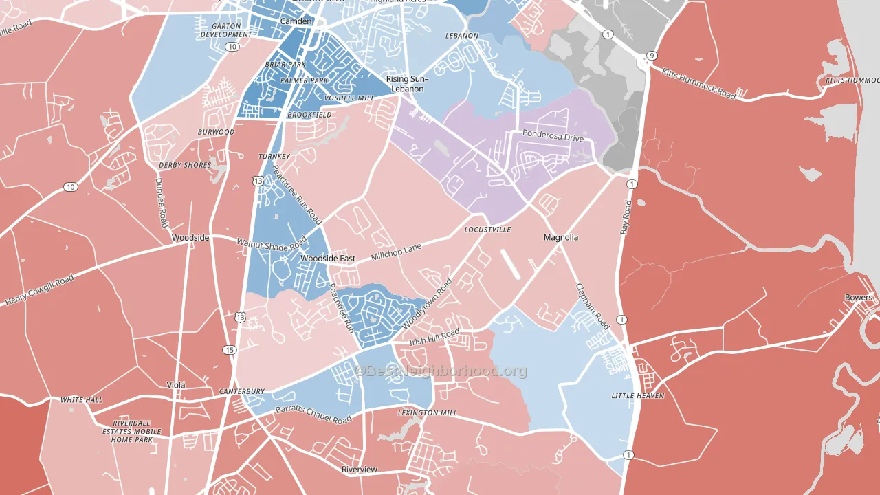 Magnolia, DE block-group political-lean map