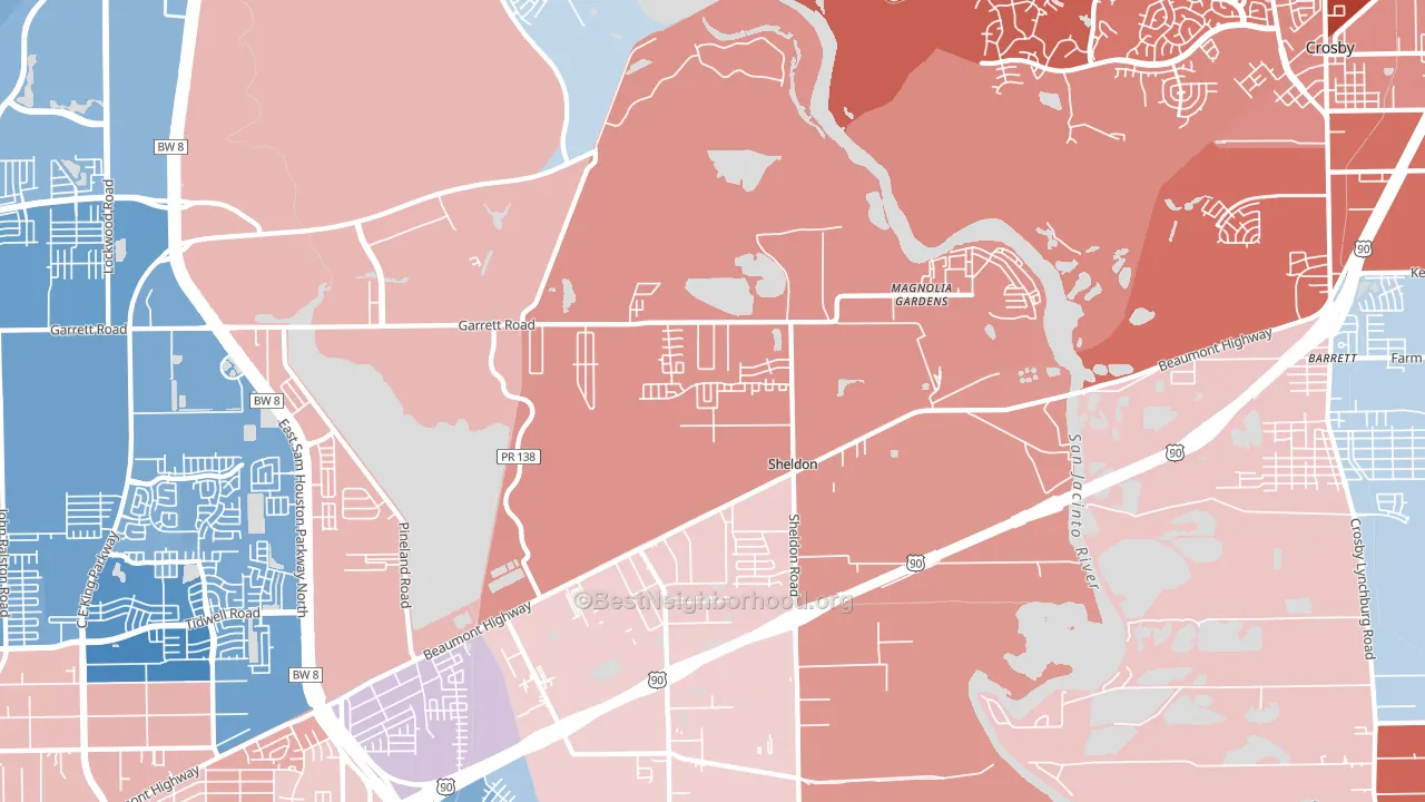 Magnolia Gardens, TX block-group political-lean map