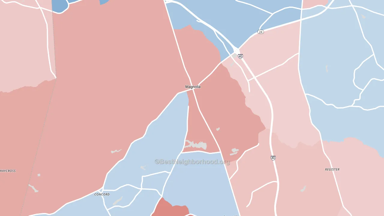 Magnolia, NC block-group political-lean map