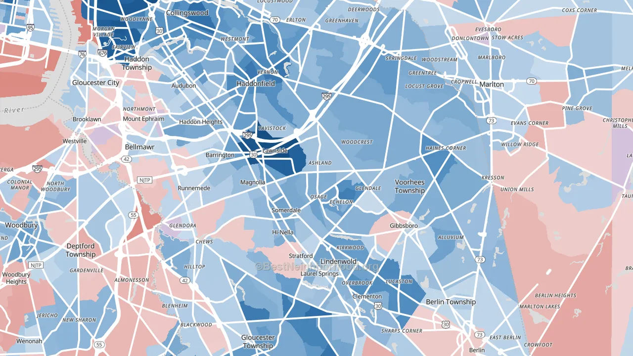 Magnolia, NJ block-group political-lean map