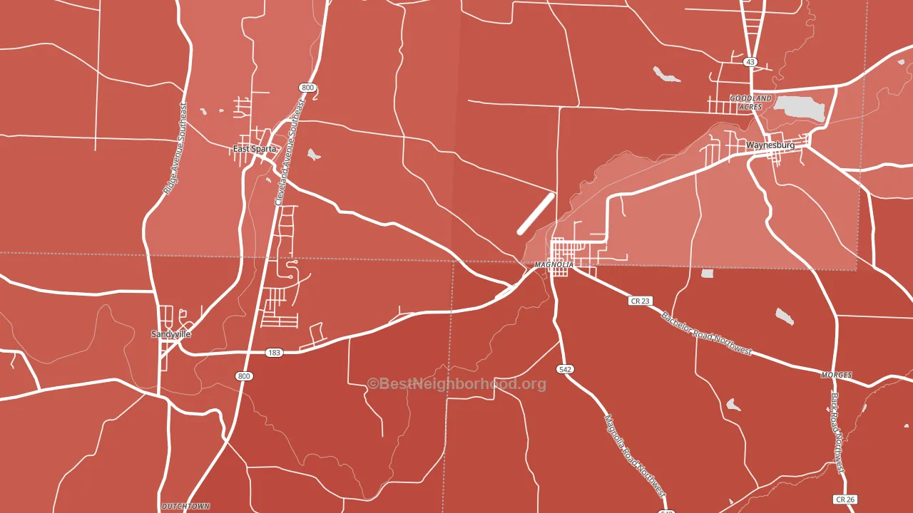 Magnolia, OH block-group political-lean map