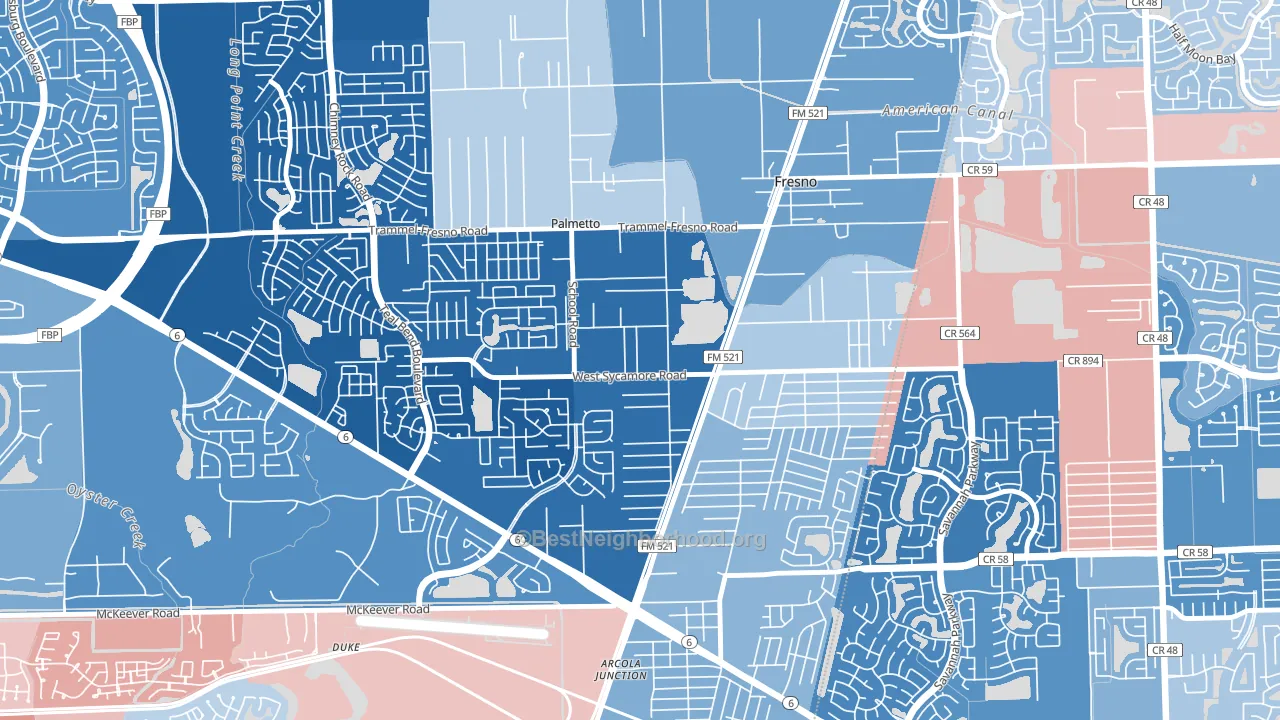 Magnolia Place, Fresno, TX block-group political-lean map