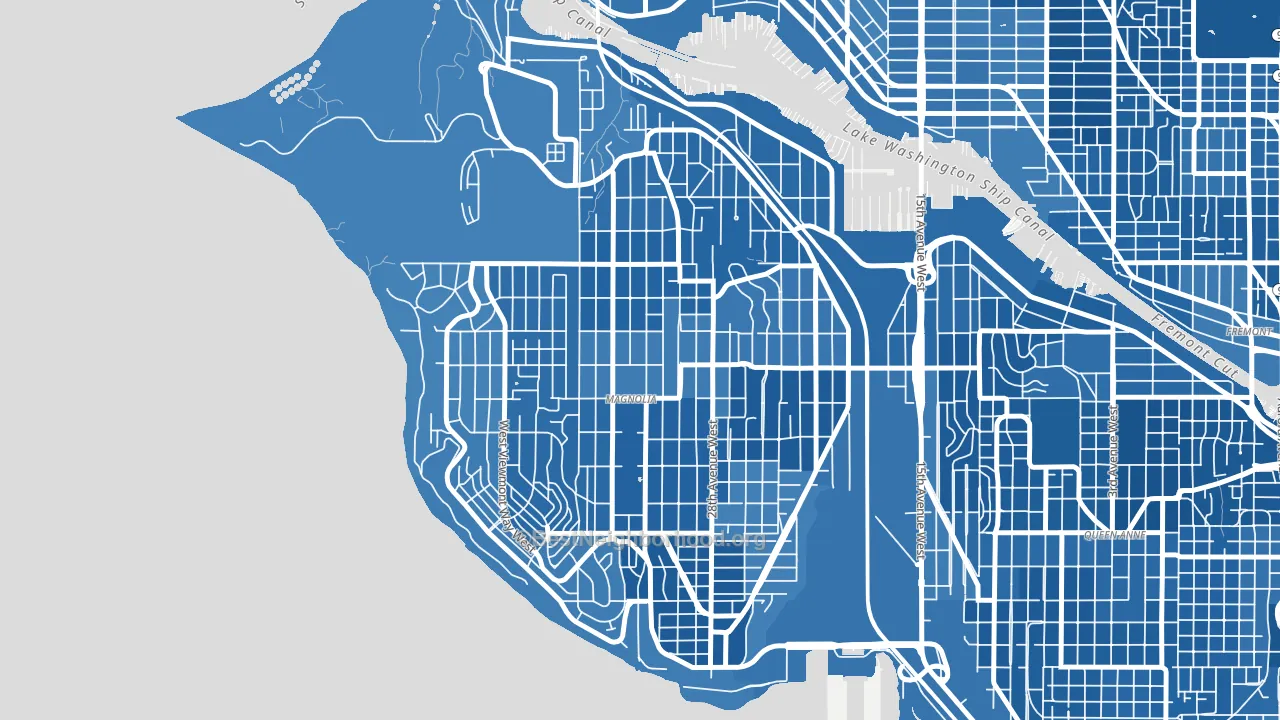 Magnolia, Seattle, WA block-group political-lean map