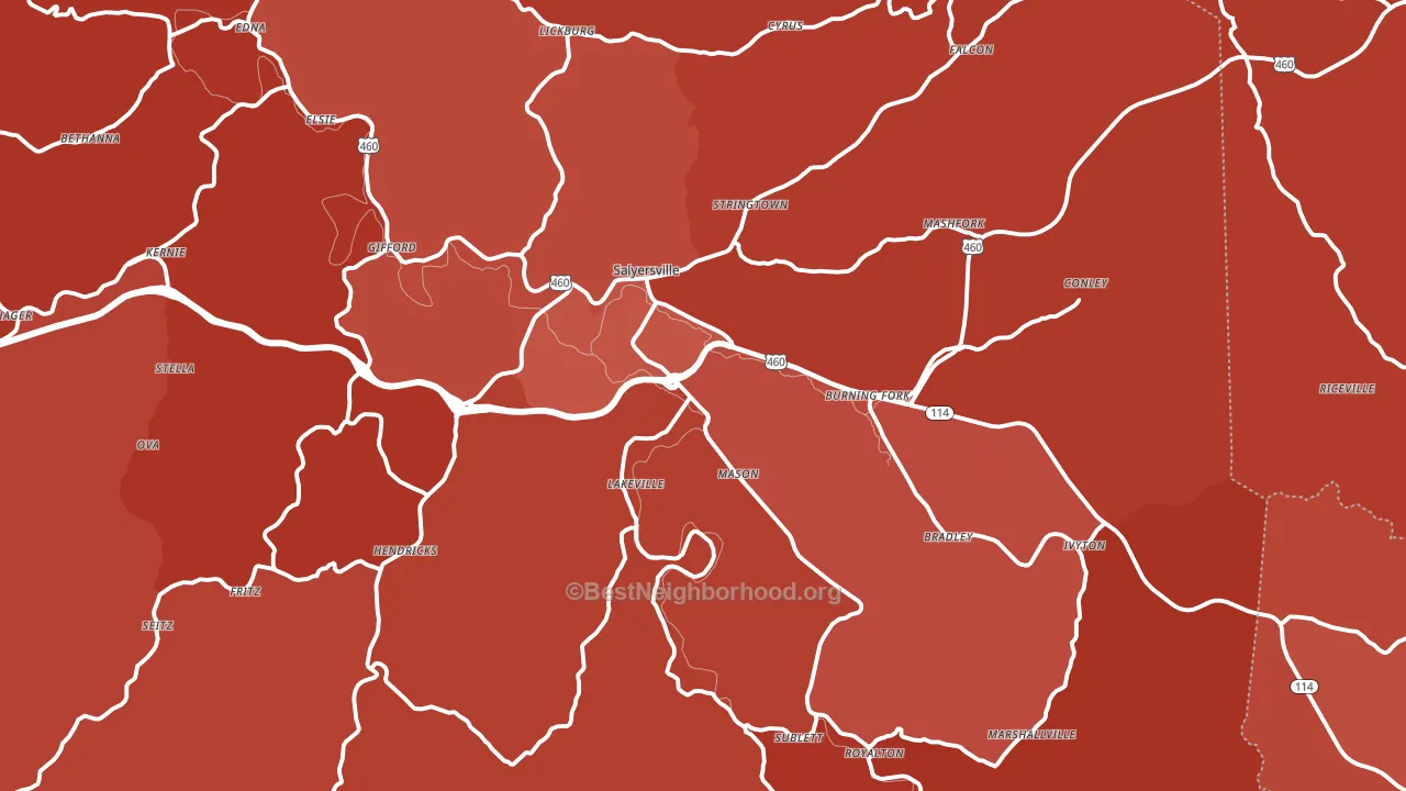 Magoffin County, KY block-group political-lean map