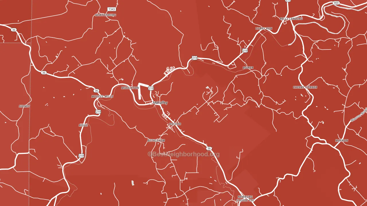 Mahaffey, PA block-group political-lean map