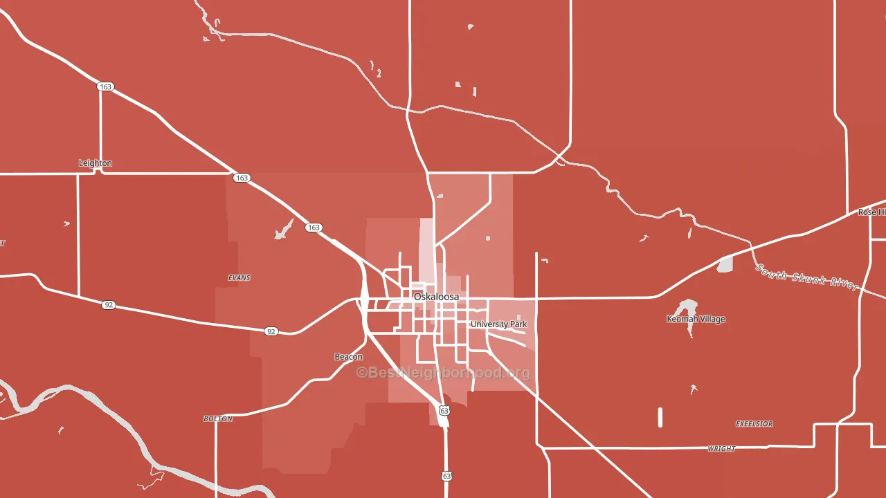 Mahaska County, IA block-group political-lean map