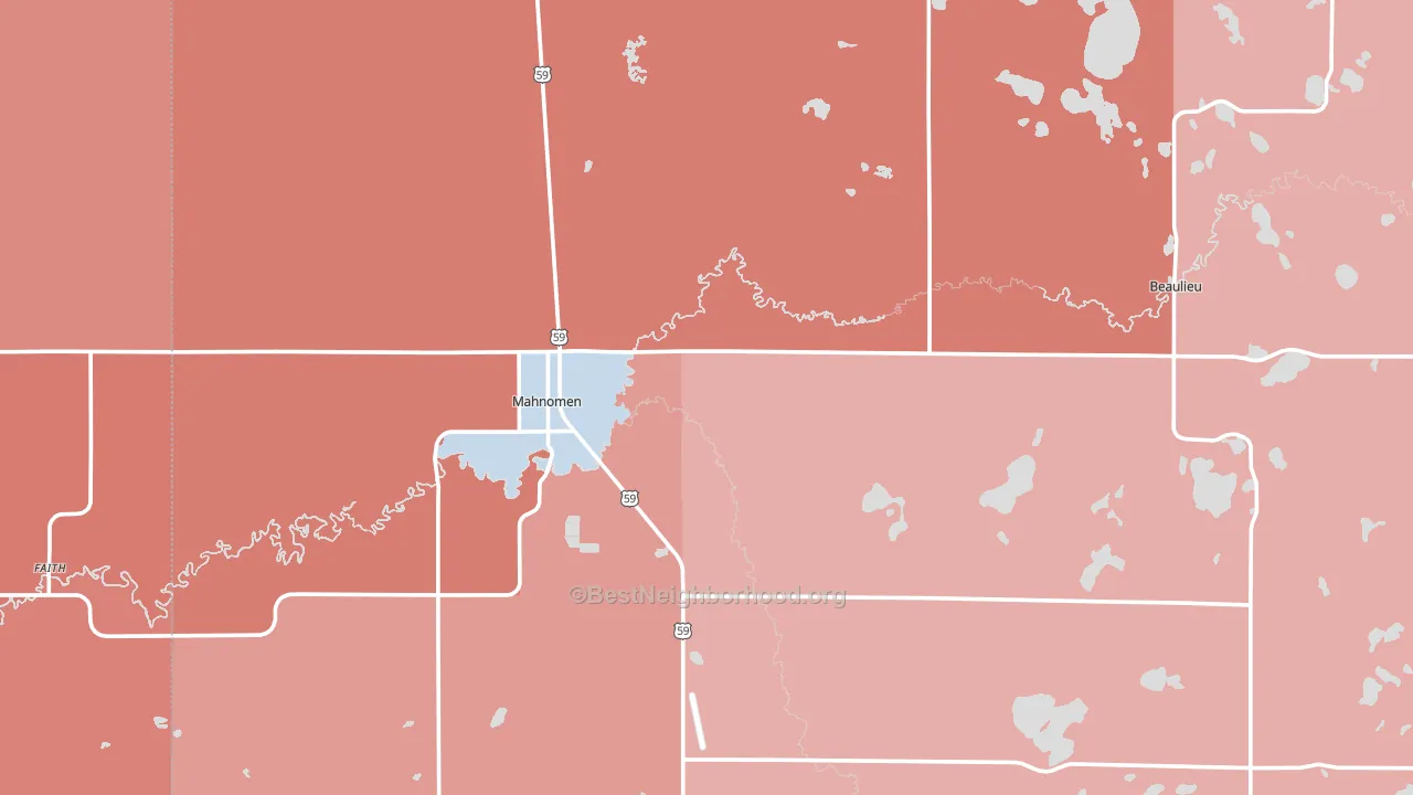 Mahnomen, MN block-group political-lean map