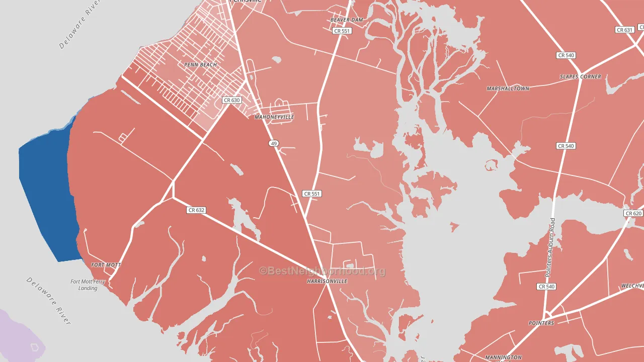 Mahoneyville, NJ block-group political-lean map