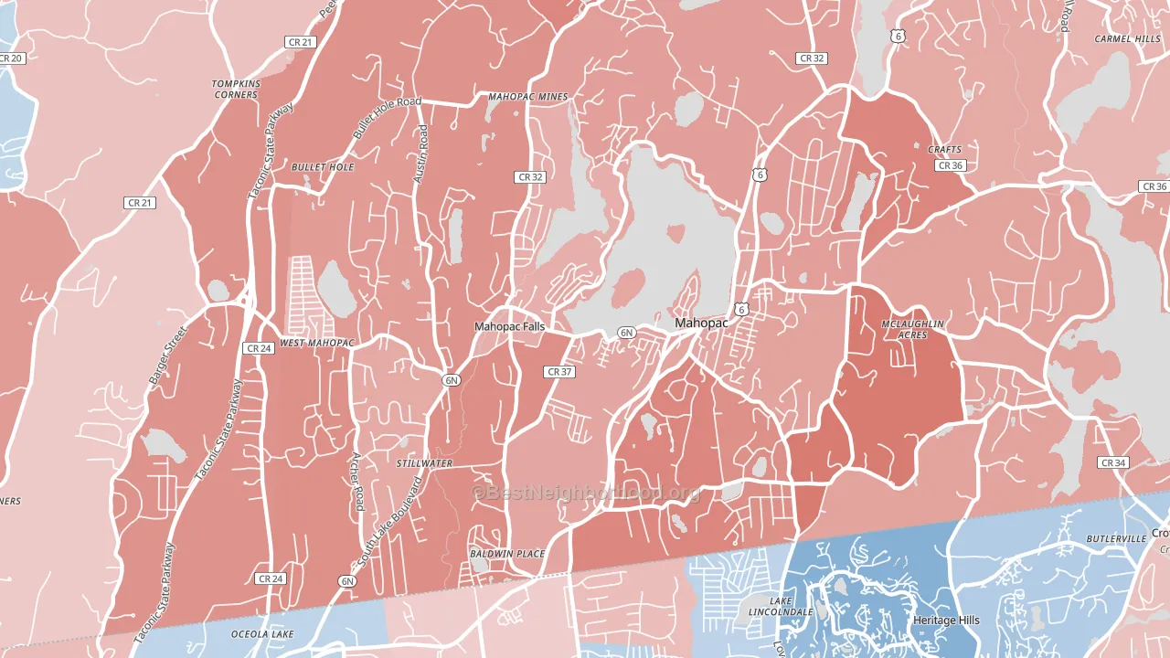 Mahopac, NY block-group political-lean map