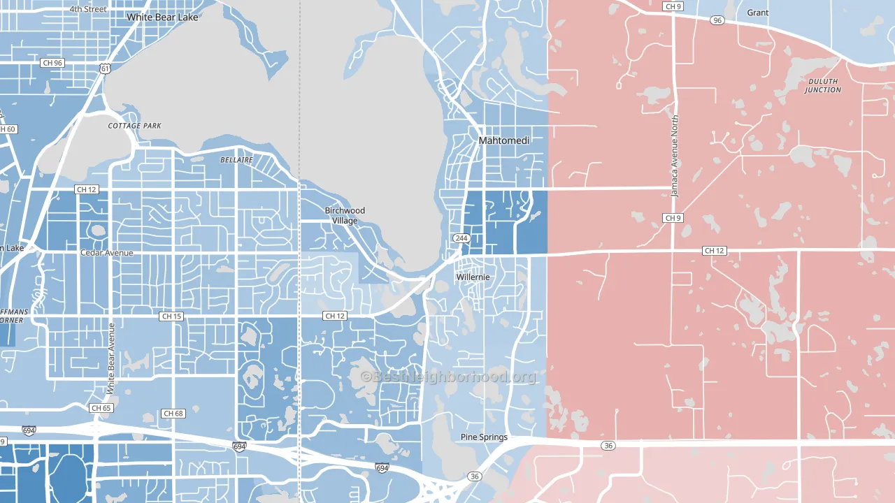 Mahtomedi, MN block-group political-lean map