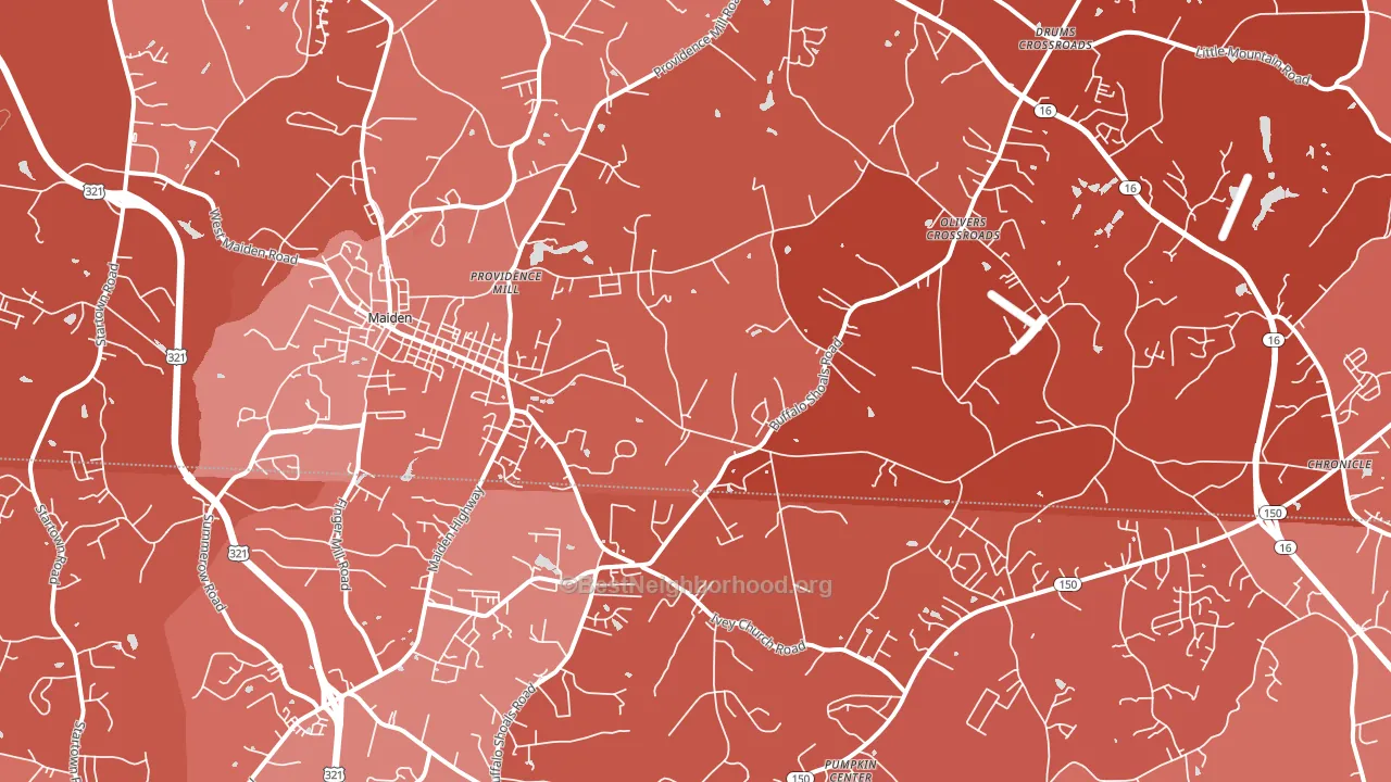 Maiden, NC block-group political-lean map