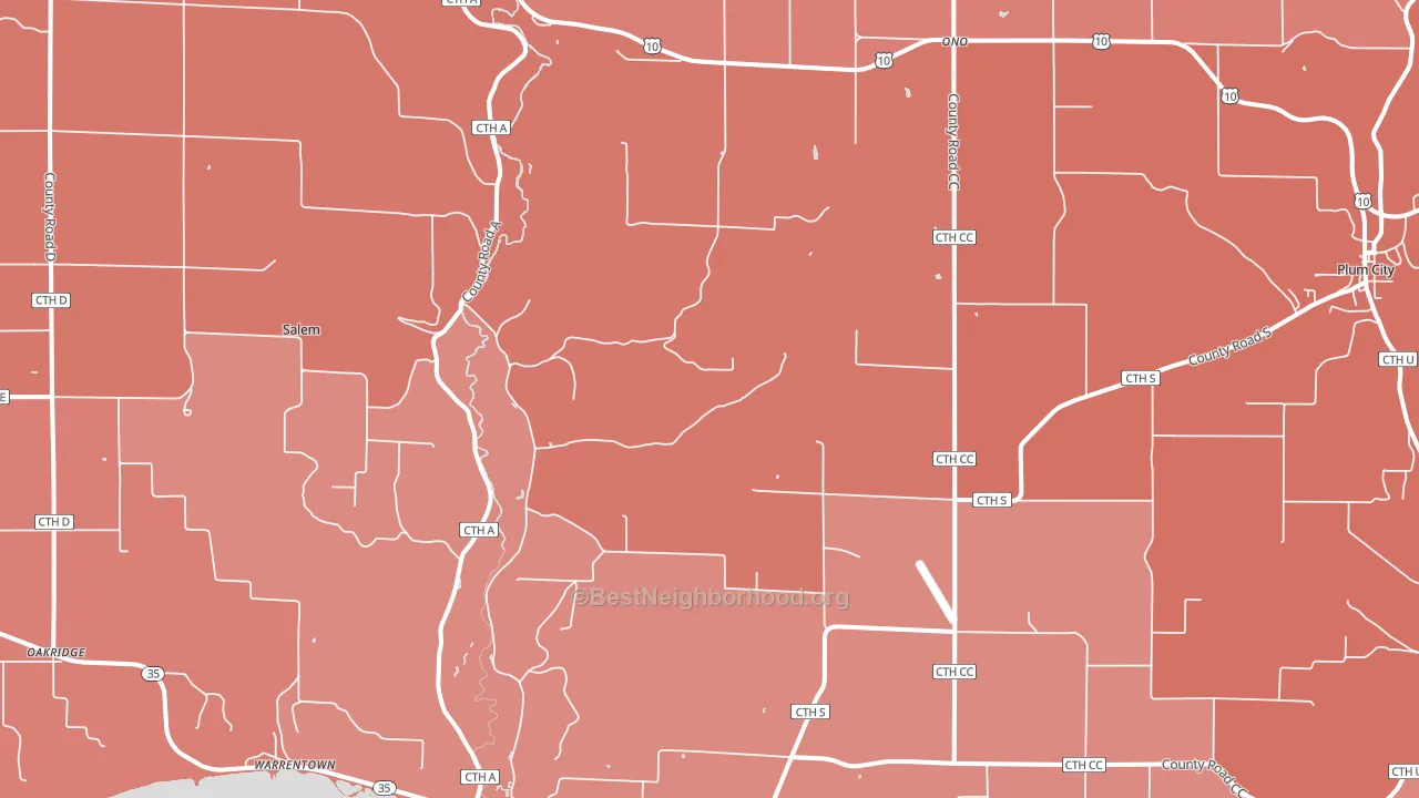 Maiden Rock, WI block-group political-lean map