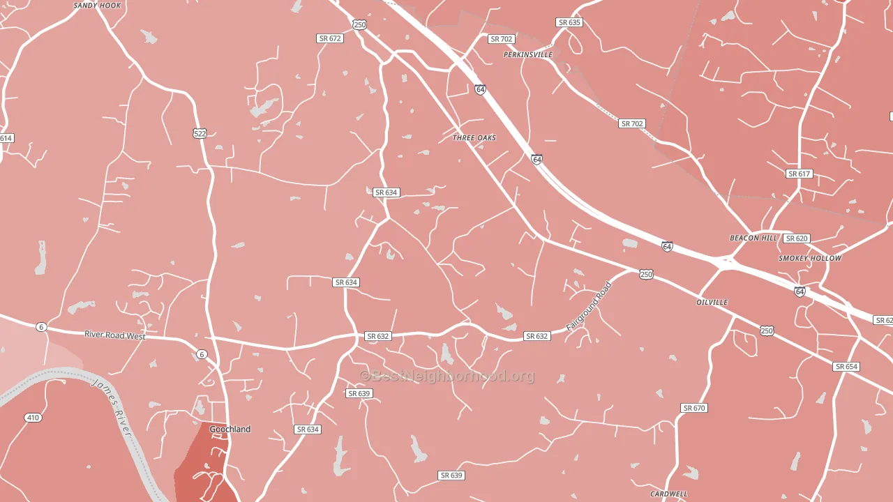 Maidens, VA block-group political-lean map