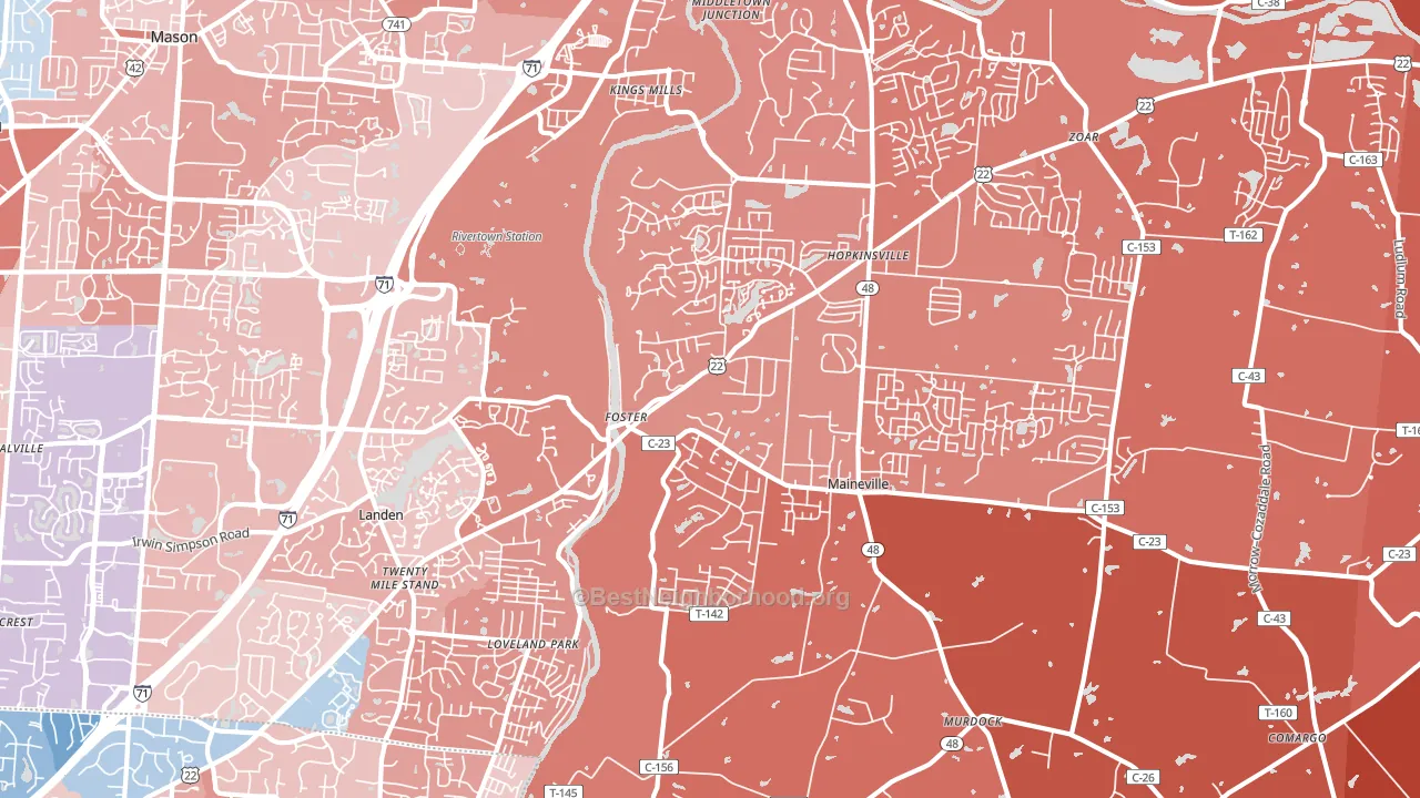 Maineville, OH block-group political-lean map