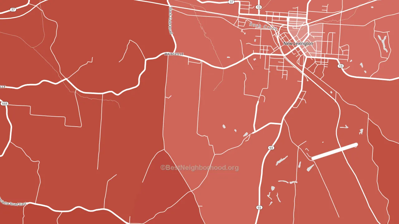 Mainsville, OH block-group political-lean map