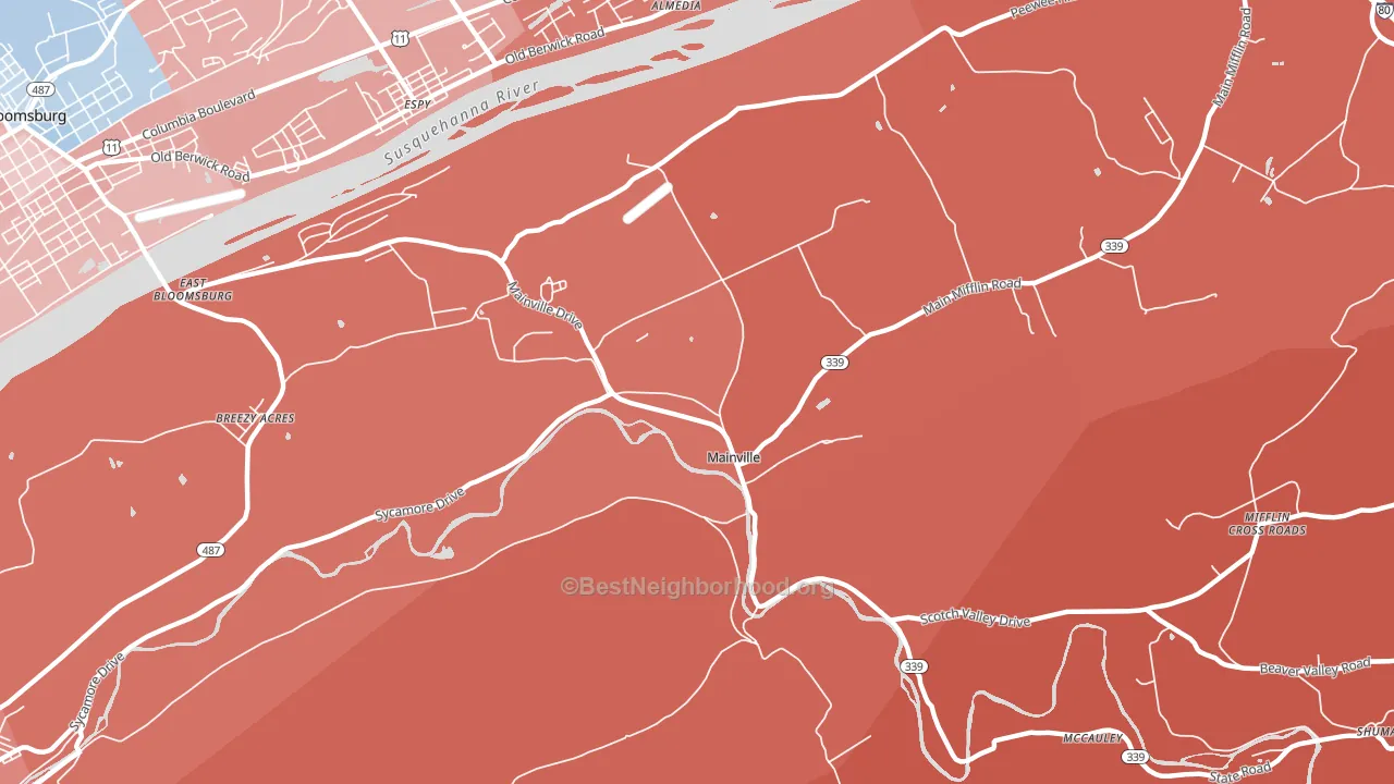 Mainville, PA block-group political-lean map