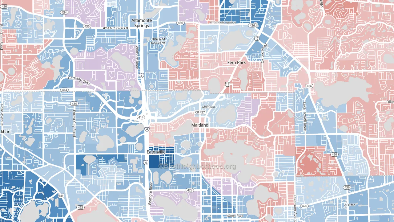 Maitland, FL block-group political-lean map