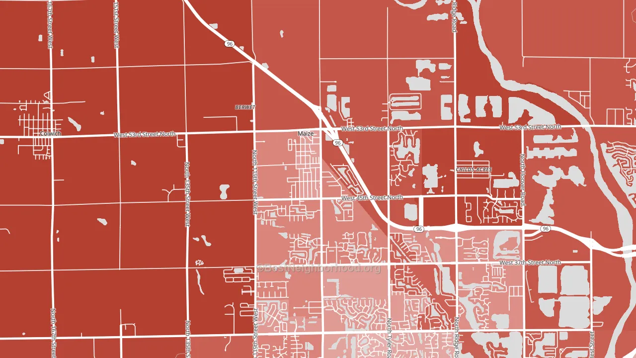 Maize, KS block-group political-lean map
