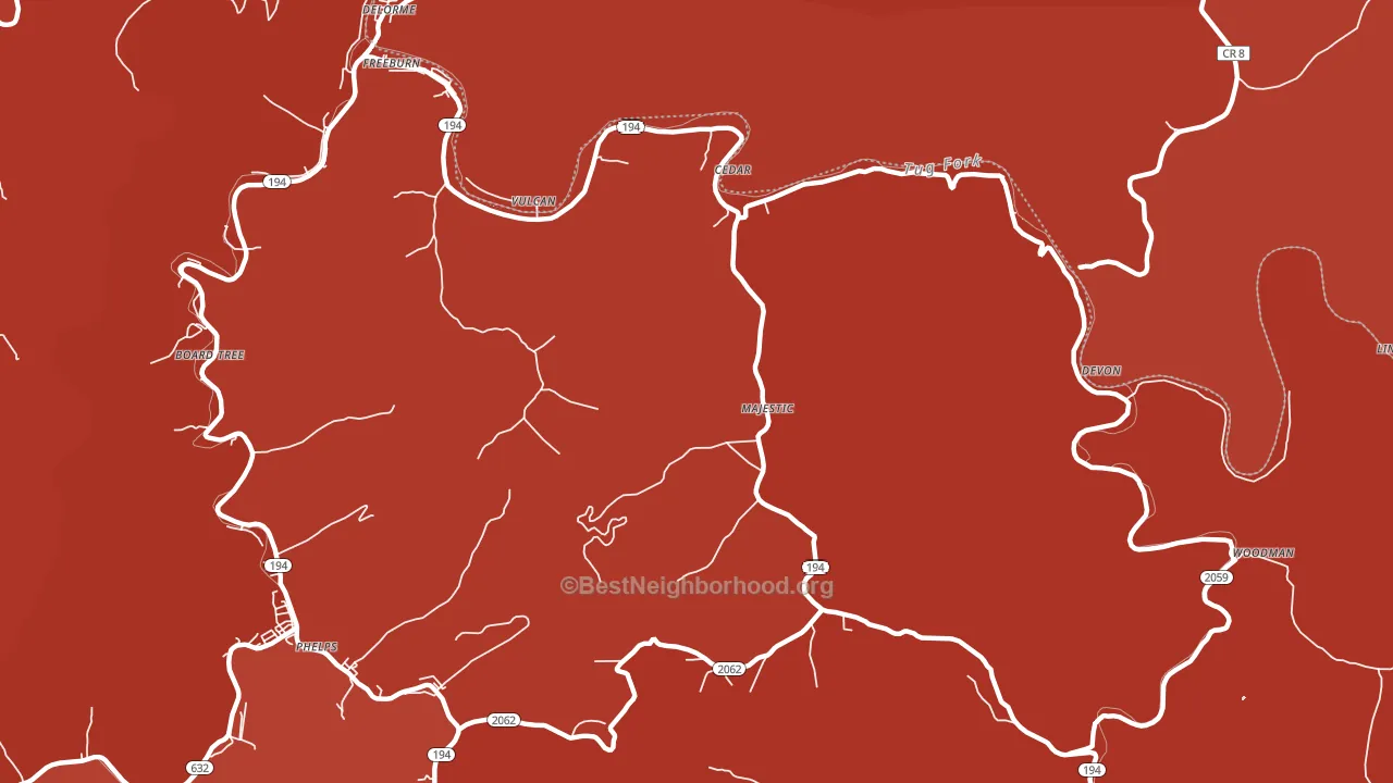 Majestic, KY block-group political-lean map