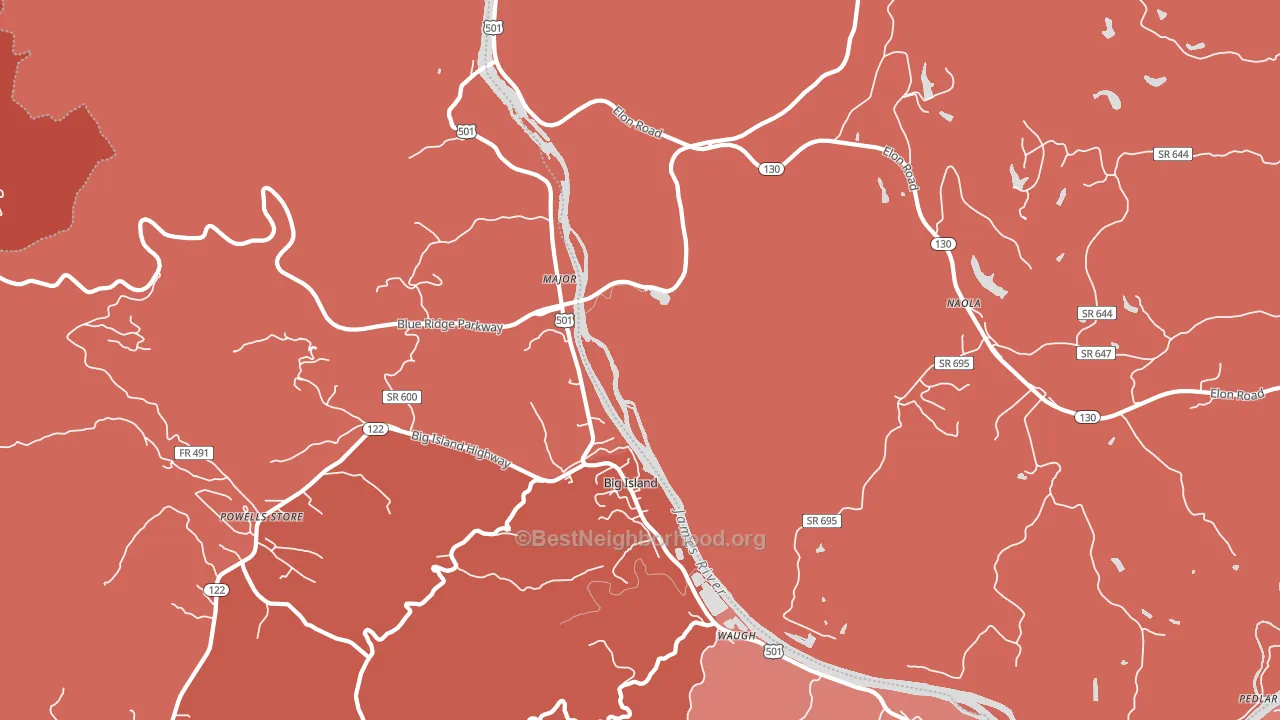 Major, VA block-group political-lean map