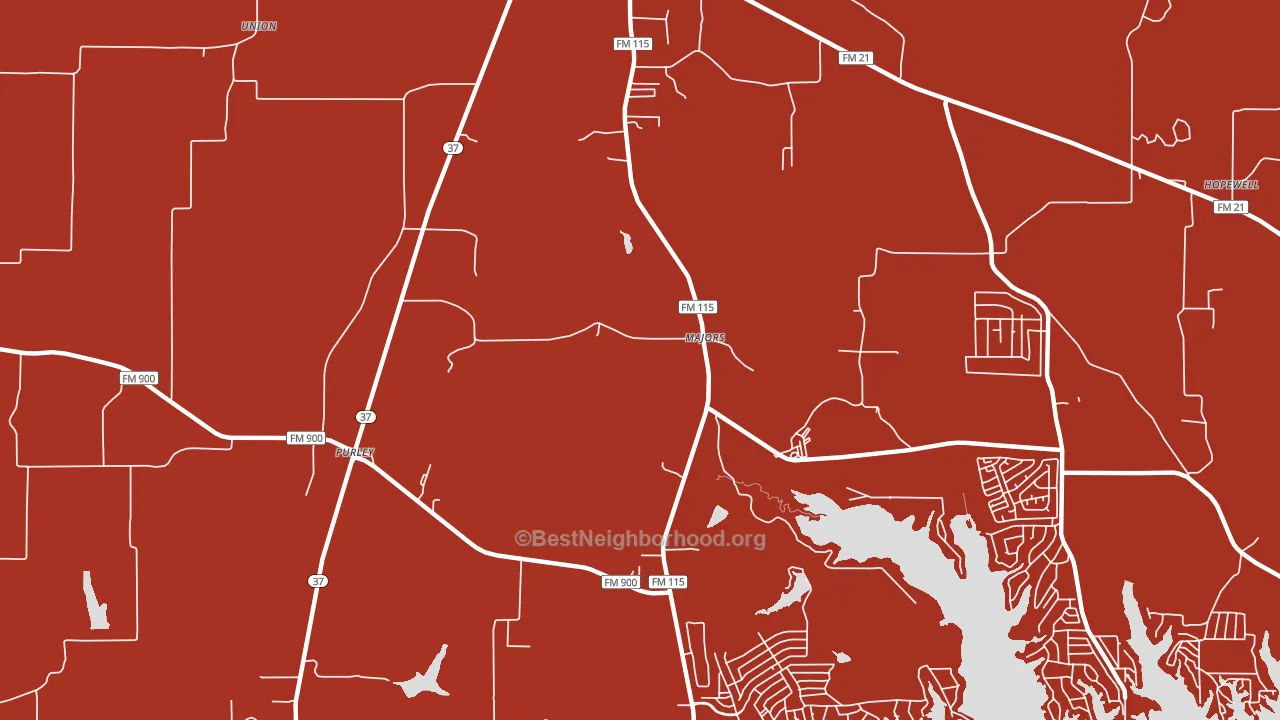 Majors, TX block-group political-lean map