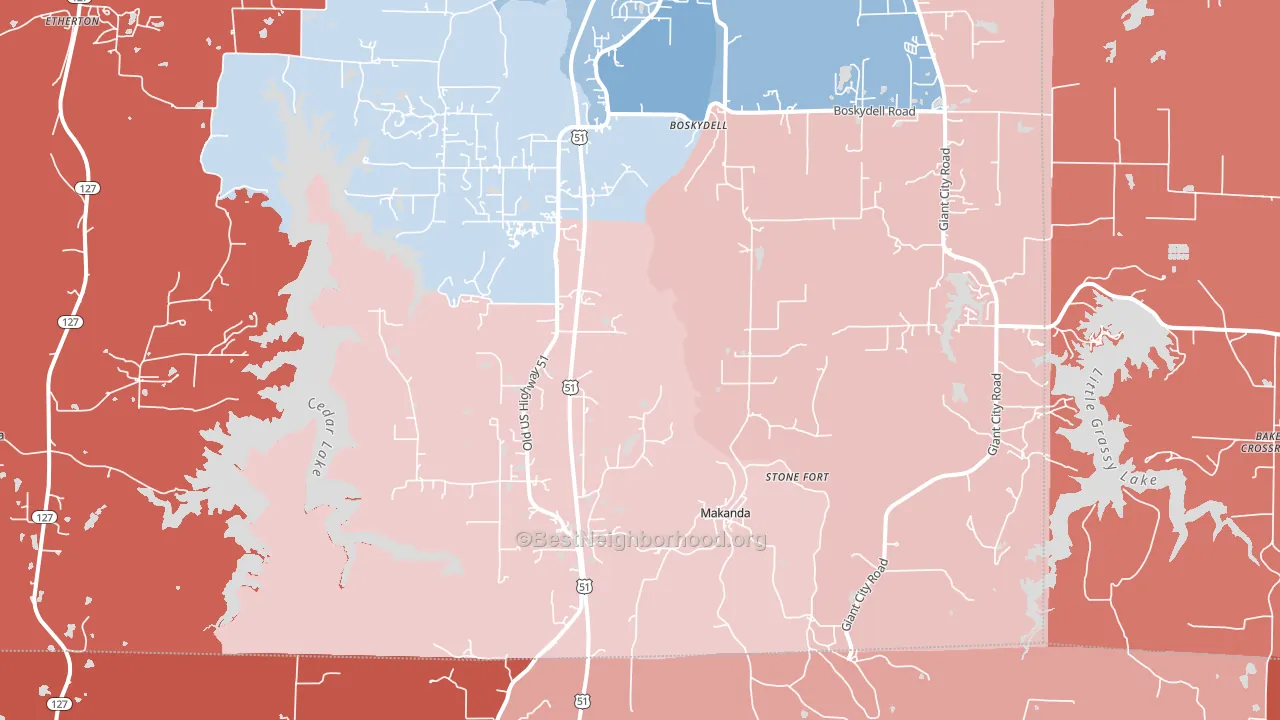 Makanda, IL block-group political-lean map