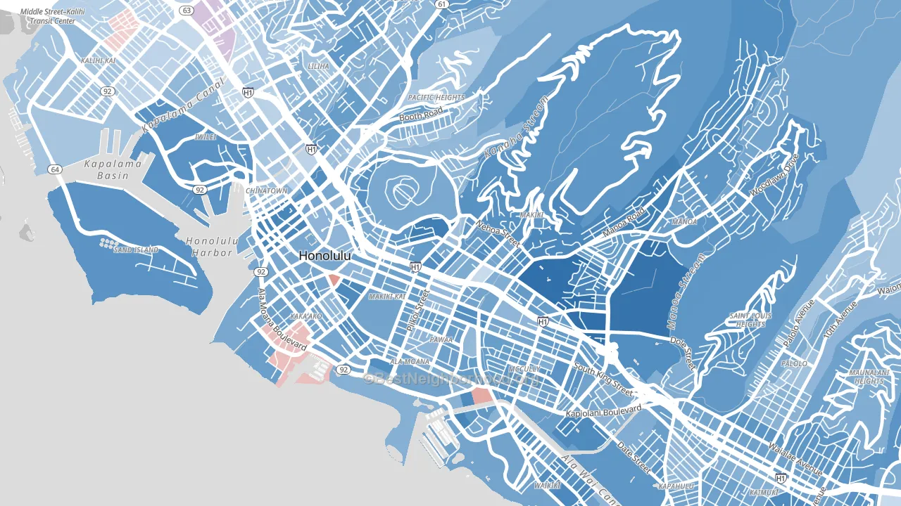 Makiki, Honolulu, HI block-group political-lean map