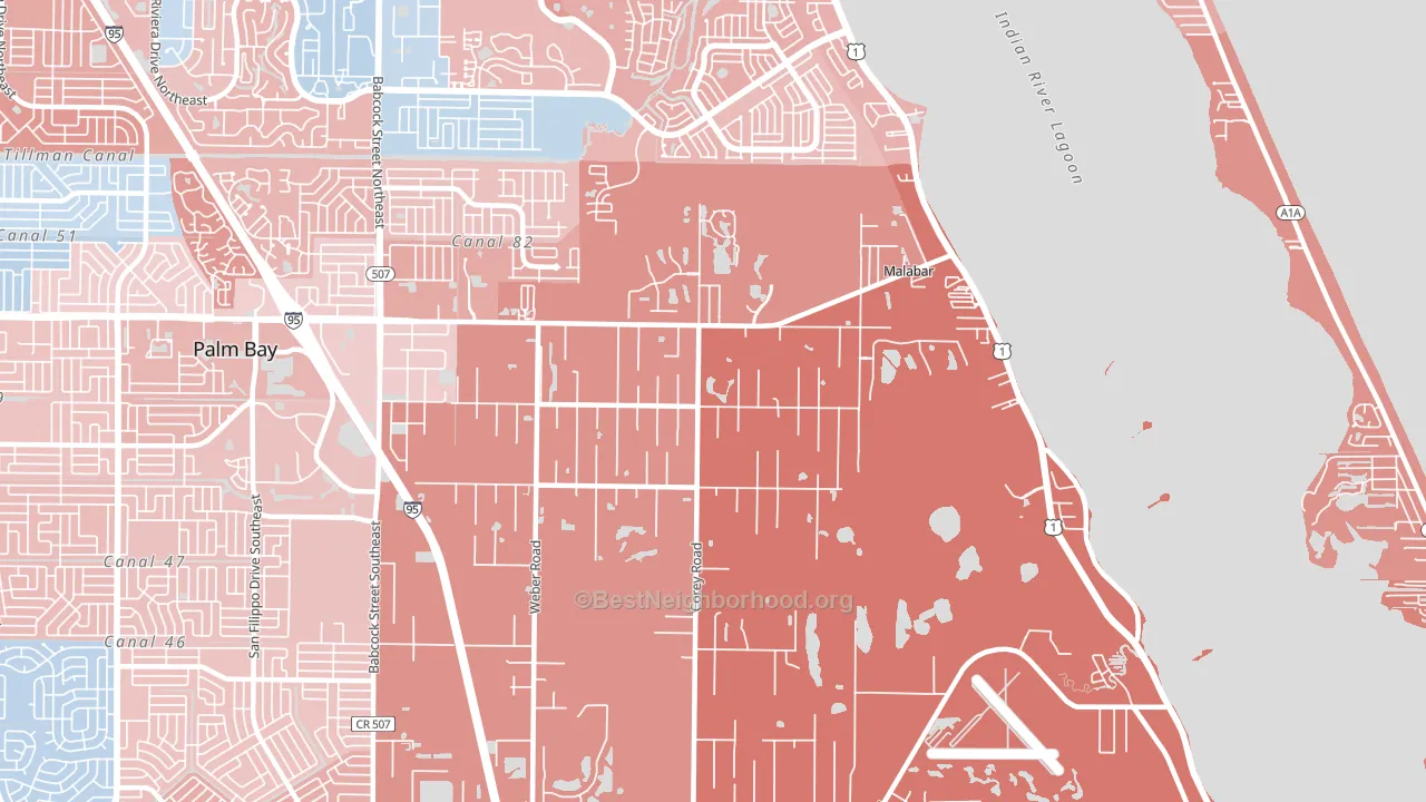 Malabar, FL block-group political-lean map