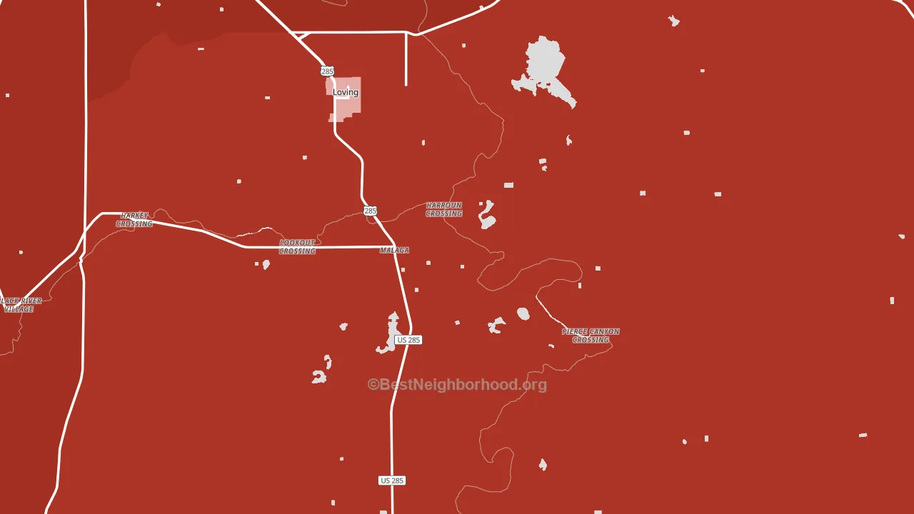 Malaga, NM block-group political-lean map