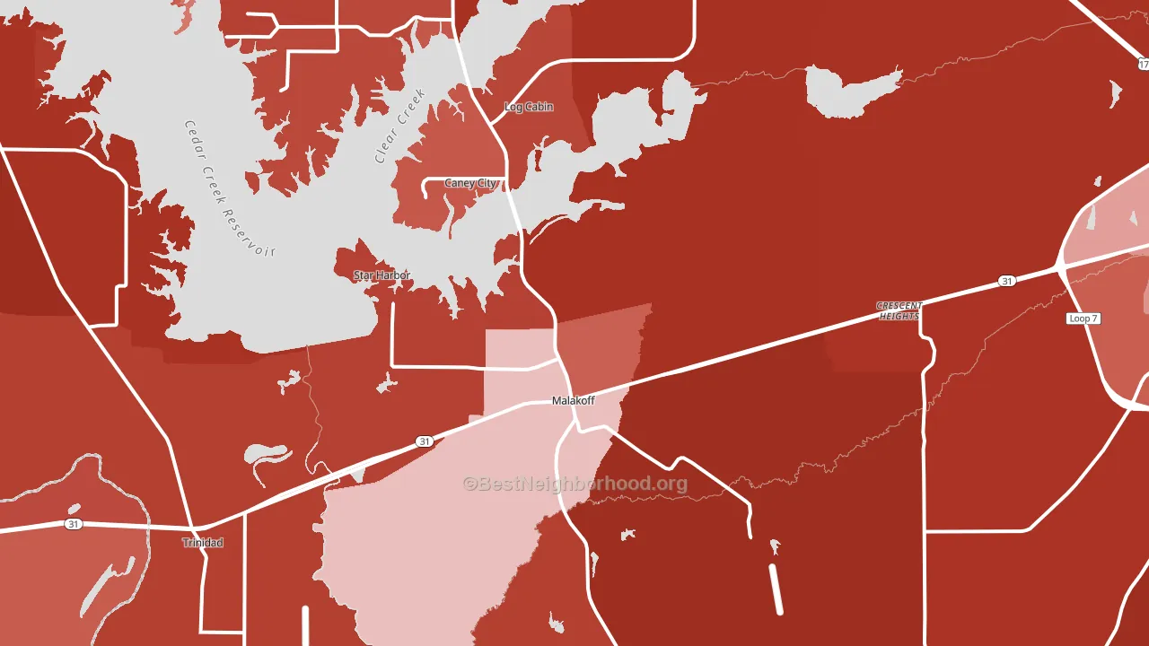Malakoff, TX block-group political-lean map