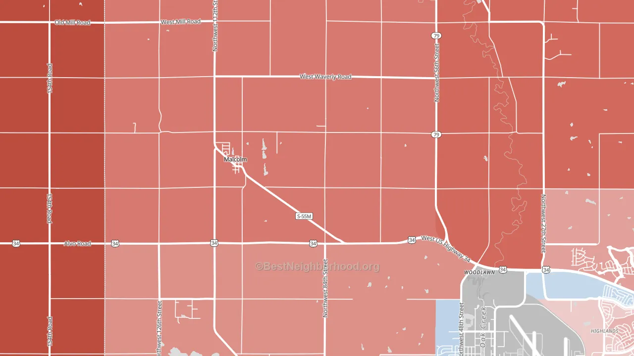 Malcolm, NE block-group political-lean map