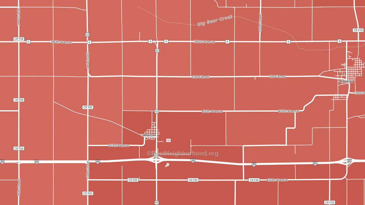 Malcom, IA block-group political-lean map