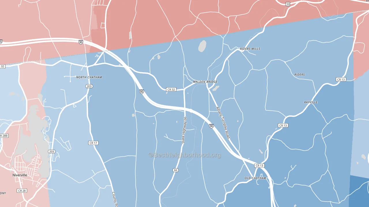 Malden Bridge, NY block-group political-lean map