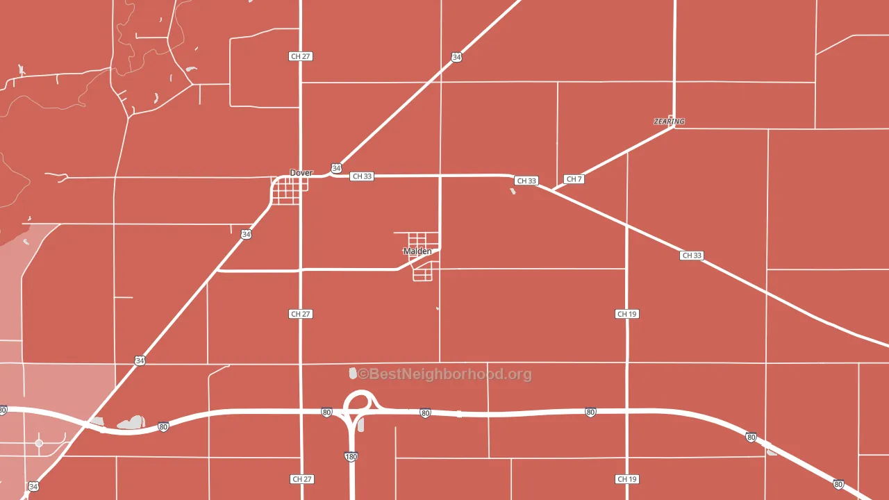 Malden, IL block-group political-lean map