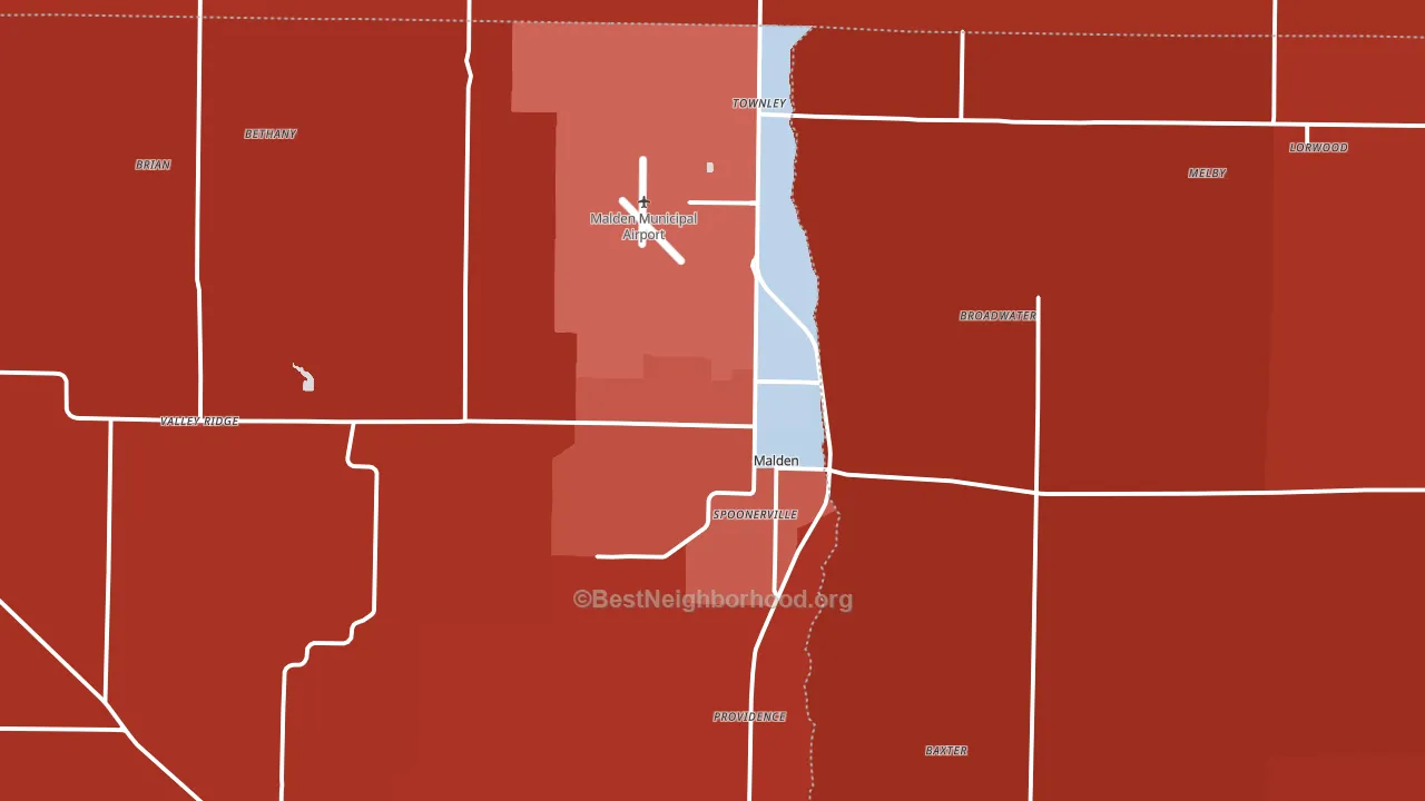 Malden, MO block-group political-lean map
