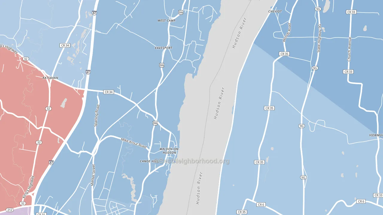 Malden-on-Hudson, NY block-group political-lean map
