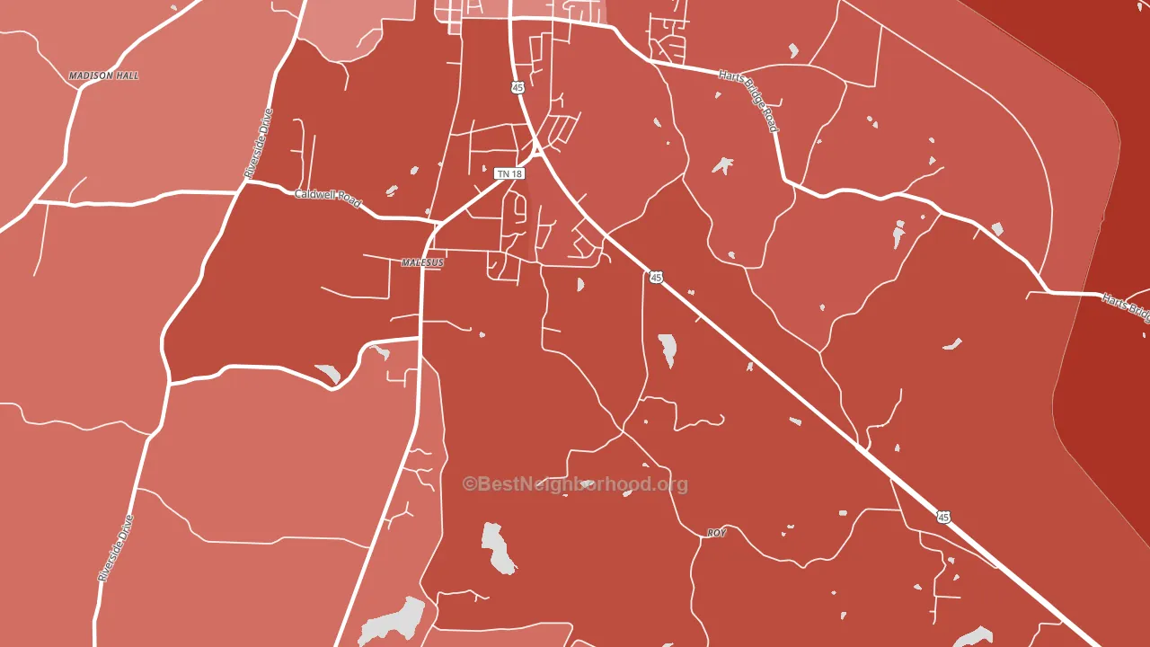 Malesus, TN block-group political-lean map