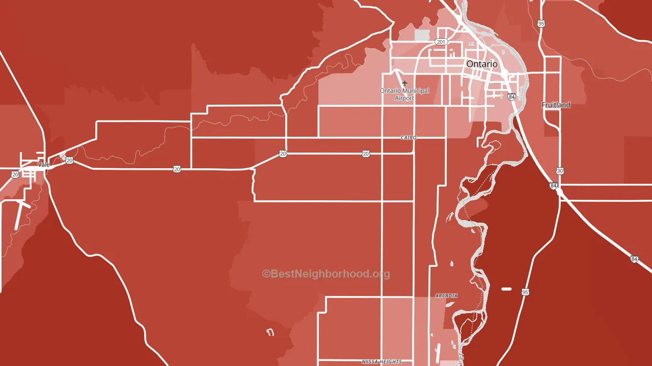 Malheur County, OR block-group political-lean map