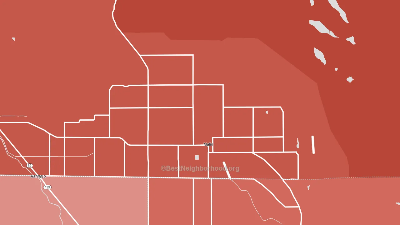 Malin, OR block-group political-lean map
