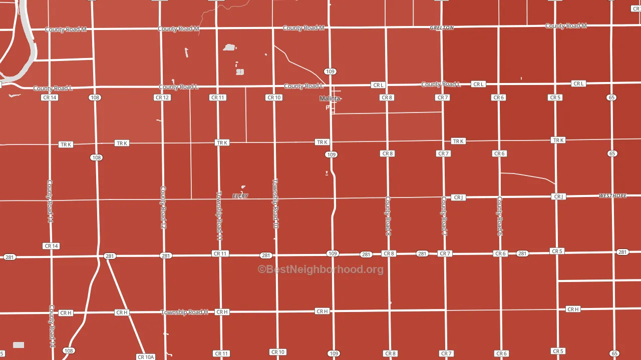 Malinta, OH block-group political-lean map