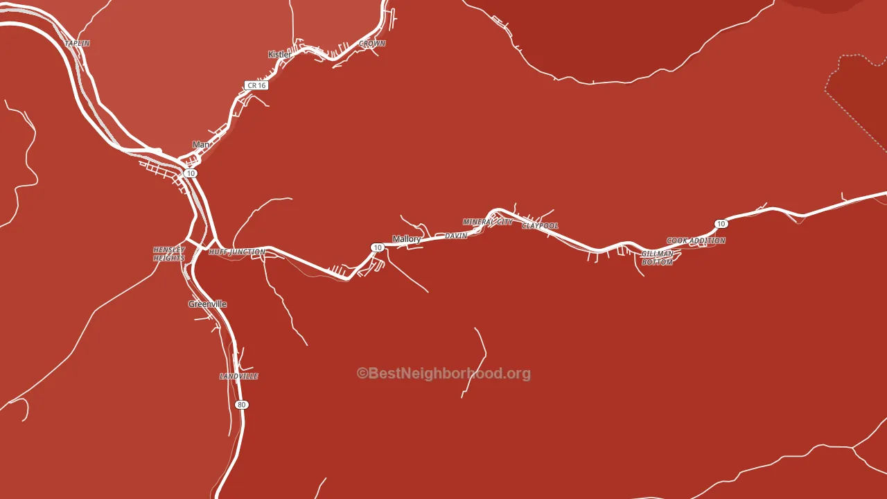Mallory, WV block-group political-lean map