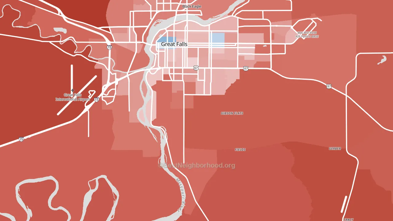 Malmstrom Air Force Base, MT block-group political-lean map