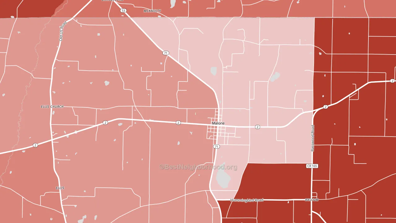 Malone, FL block-group political-lean map