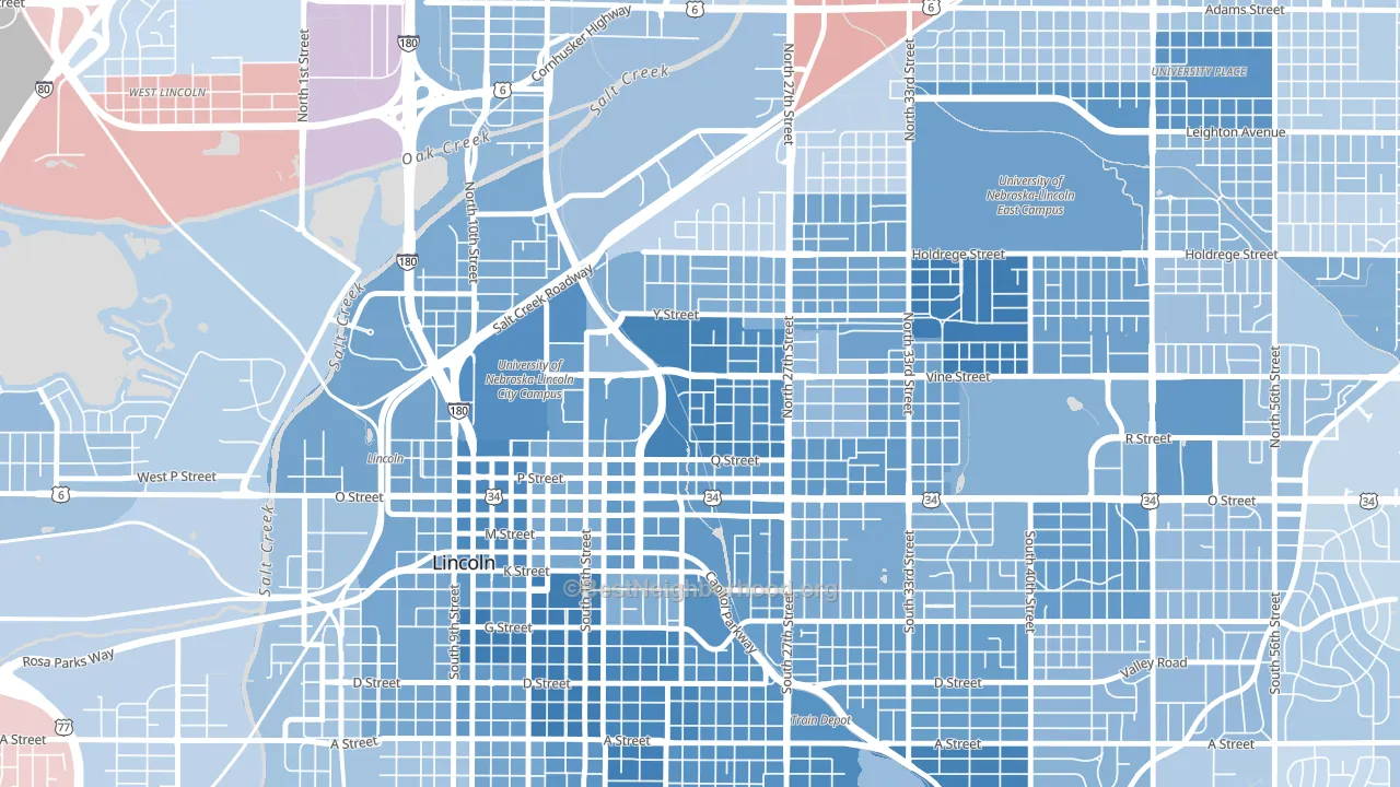 Malone, Lincoln, NE block-group political-lean map