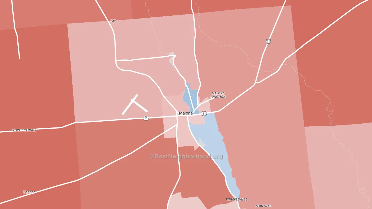 Malone, NY block-group political-lean map
