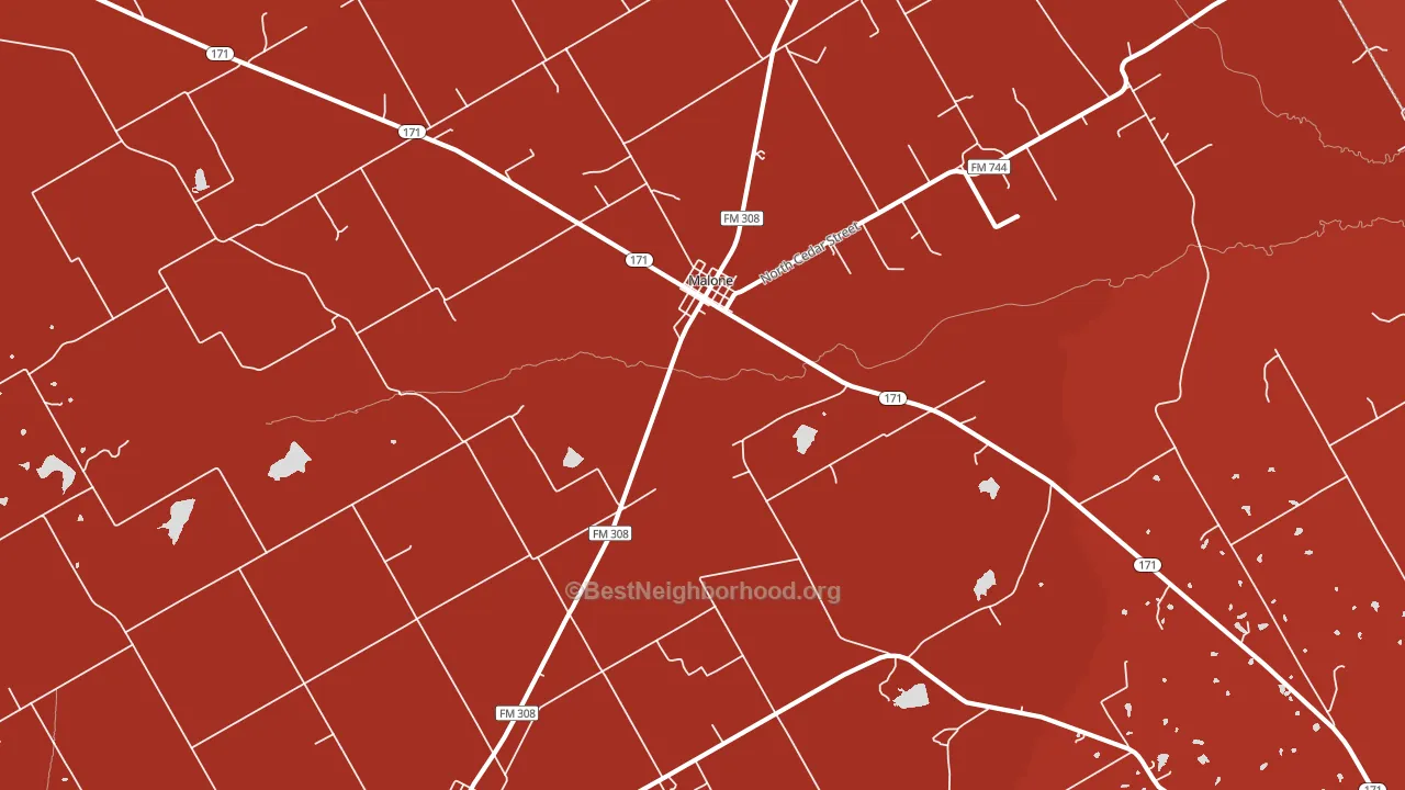 Malone, TX block-group political-lean map