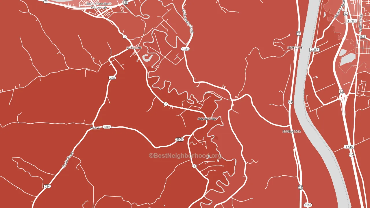 Maloneton, KY block-group political-lean map