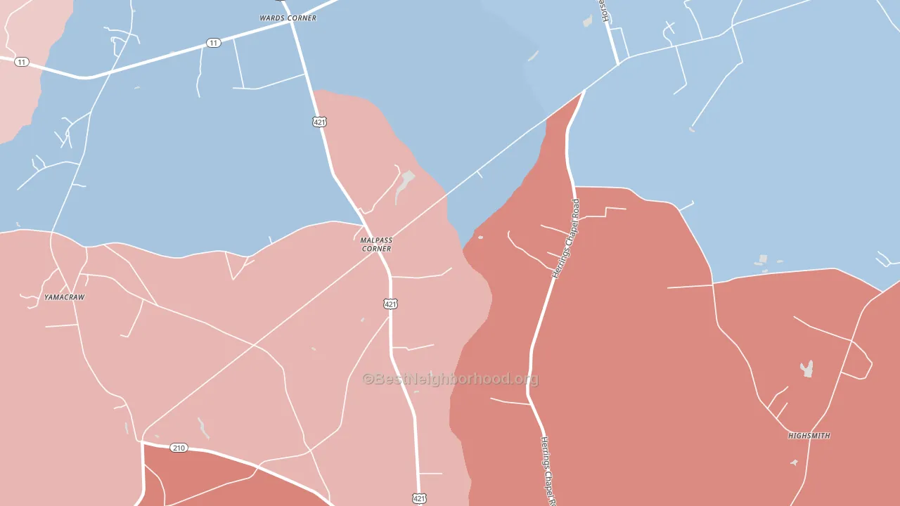 Malpass Corner, NC block-group political-lean map