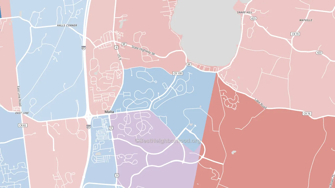 Malta, NY block-group political-lean map