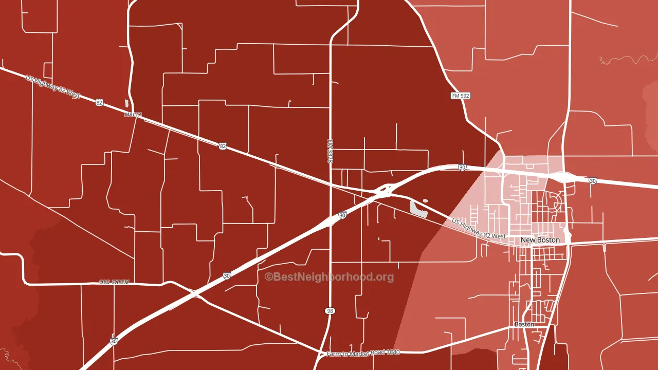 Malta, TX block-group political-lean map
